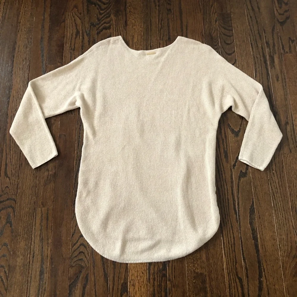 Michael Kors Women’s M Beige Waffle Knit Dolman Long-Sleeve Tunic Sweater - EUC!